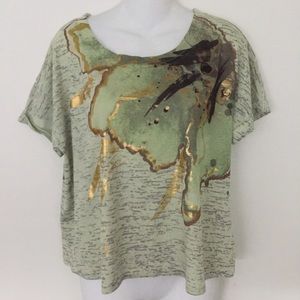 Style & Co Green Crop Top T-shirt Petite Size PXL